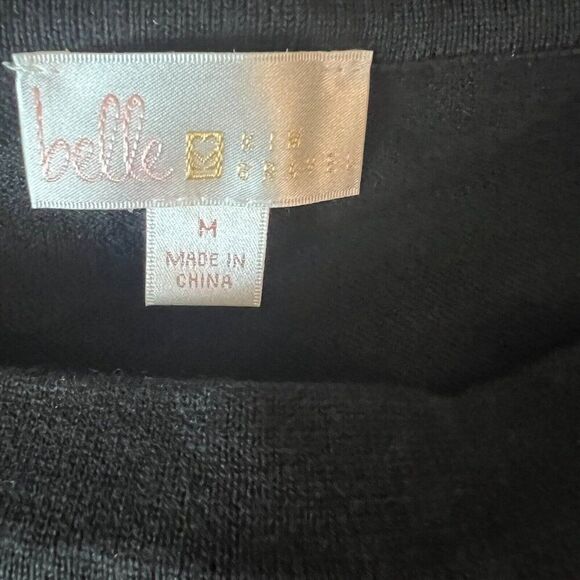 Belle by Kim Gravel Women Sweater Top ~sz M Desire Hearts Black Pink Red A568882 - Picture 4 of 6